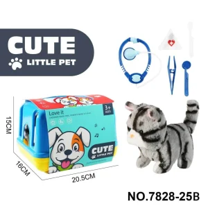 Плюшевые игрушки - клетка для домашних животных и электрический плюшевый полосатый кот оптом