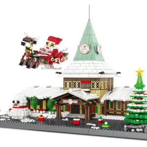 Ensemble de blocs de construction de Noël Bureau du Père Noël en gros (1)