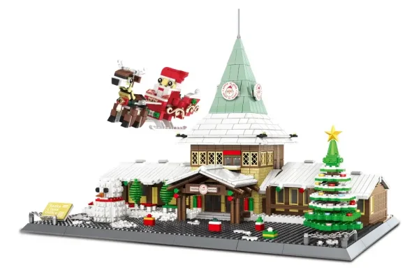 Ensemble de blocs de construction de Noël Bureau du Père Noël en gros (1)