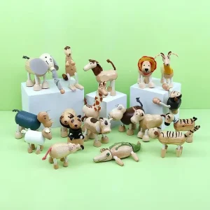 Bán buôn đồ chơi bằng gỗ kiểu cũ (18 kiểu động vật)