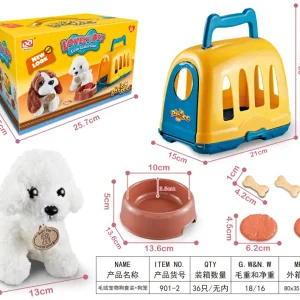 Plush Dog Pet Toy Set Dog House Dog Basin Dog Cage Rabbit Cage Play House Toys